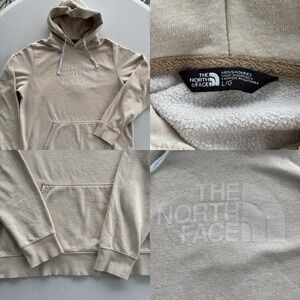 North Face Hoodie Sweatshirt Men L Beige Camper Graphic Fleece Pullover